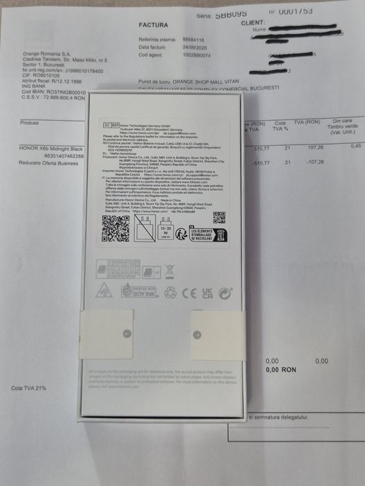 Vând Honor x6b 128 GB BLACK