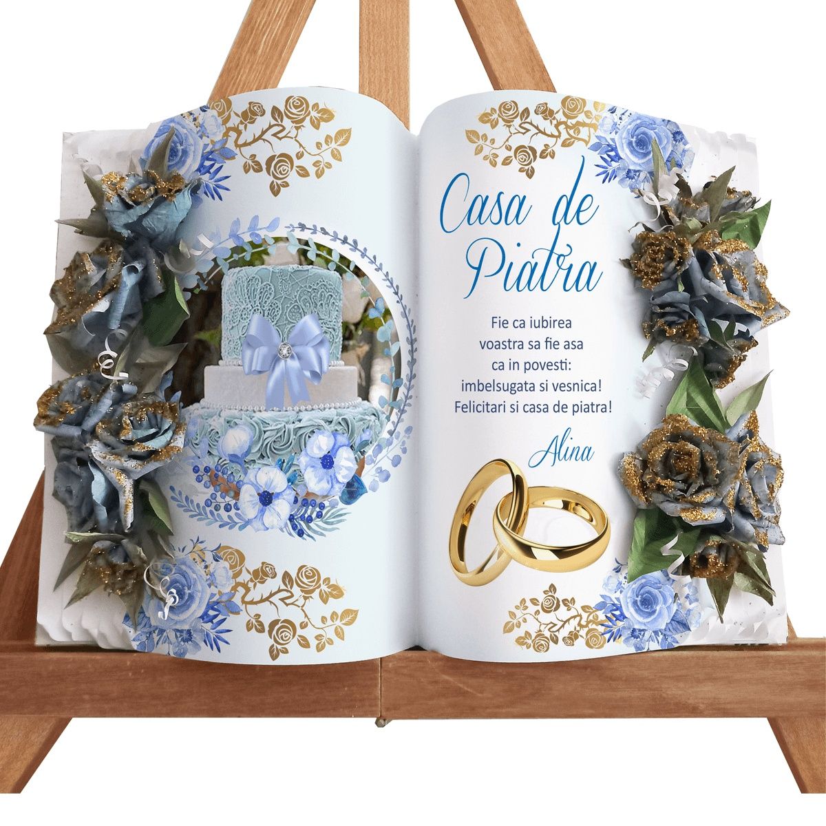 Cadou nunta, miri, nași, botez, aniversare cu poza personalizat flori