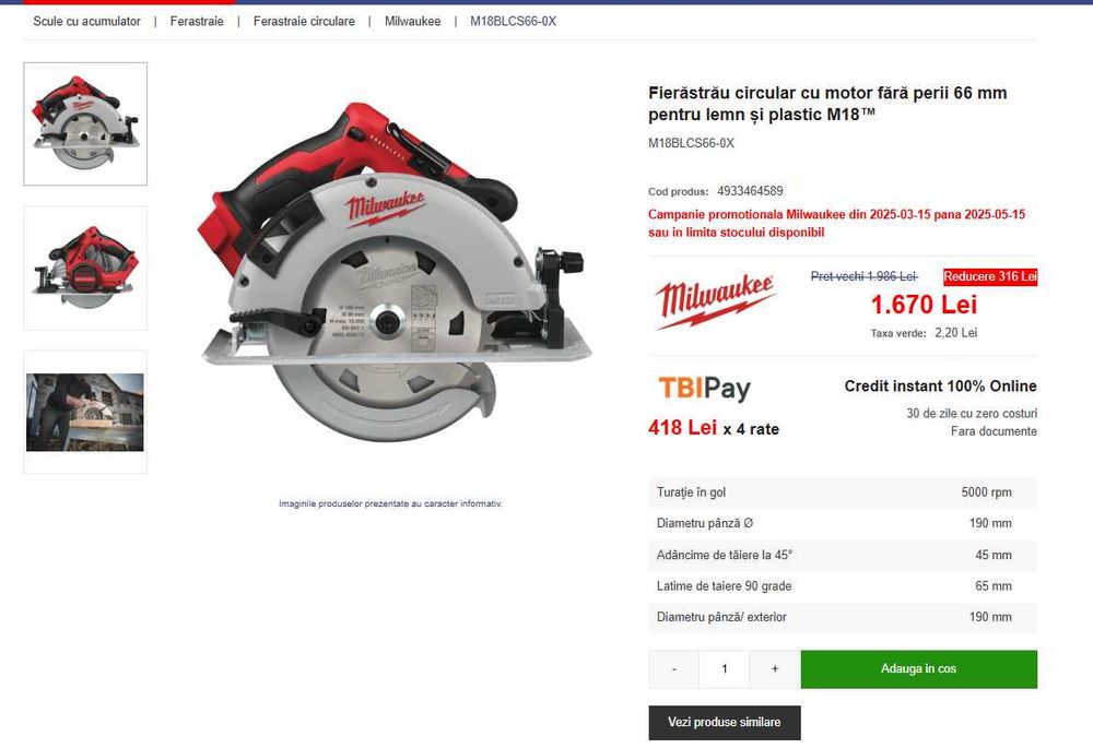 Milwaukee fierastrau circular manual 2 modele M18CCS66 si M18BLCS66