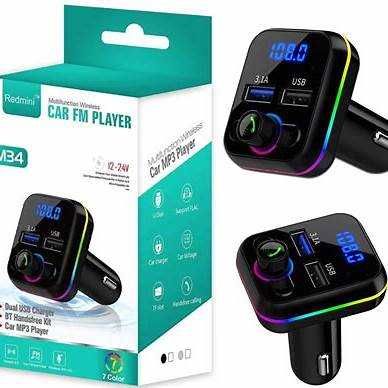 FM трансмитер M34 с Bluetooth, MP3, RGB подсветка и Dual USB