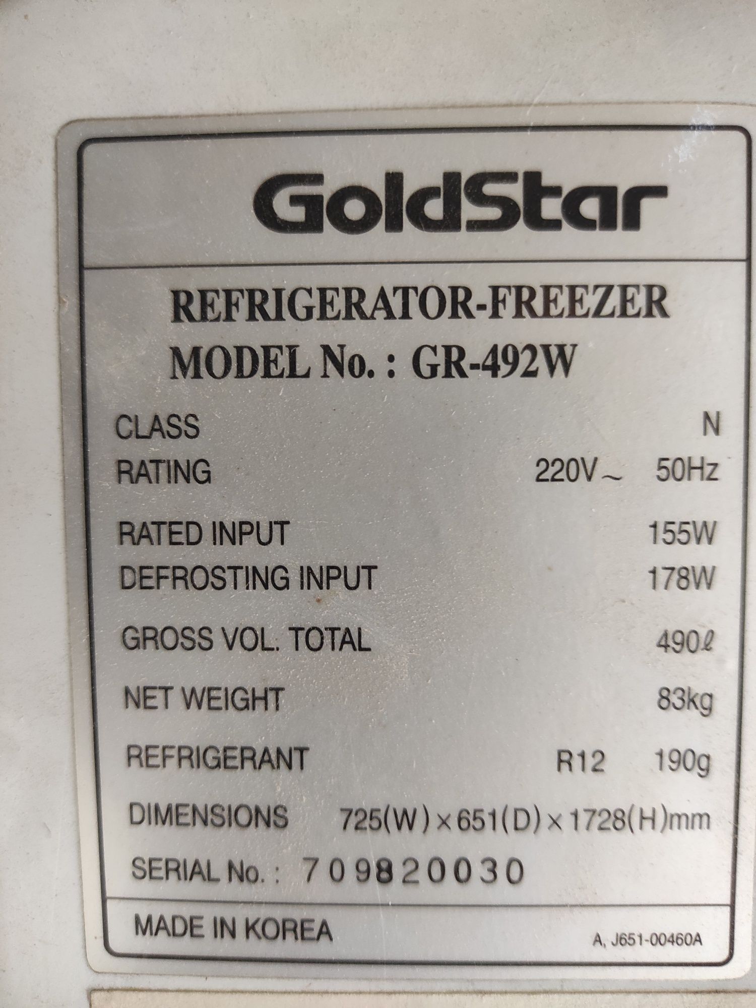 Продам Холодильник GoldStarGR-492W