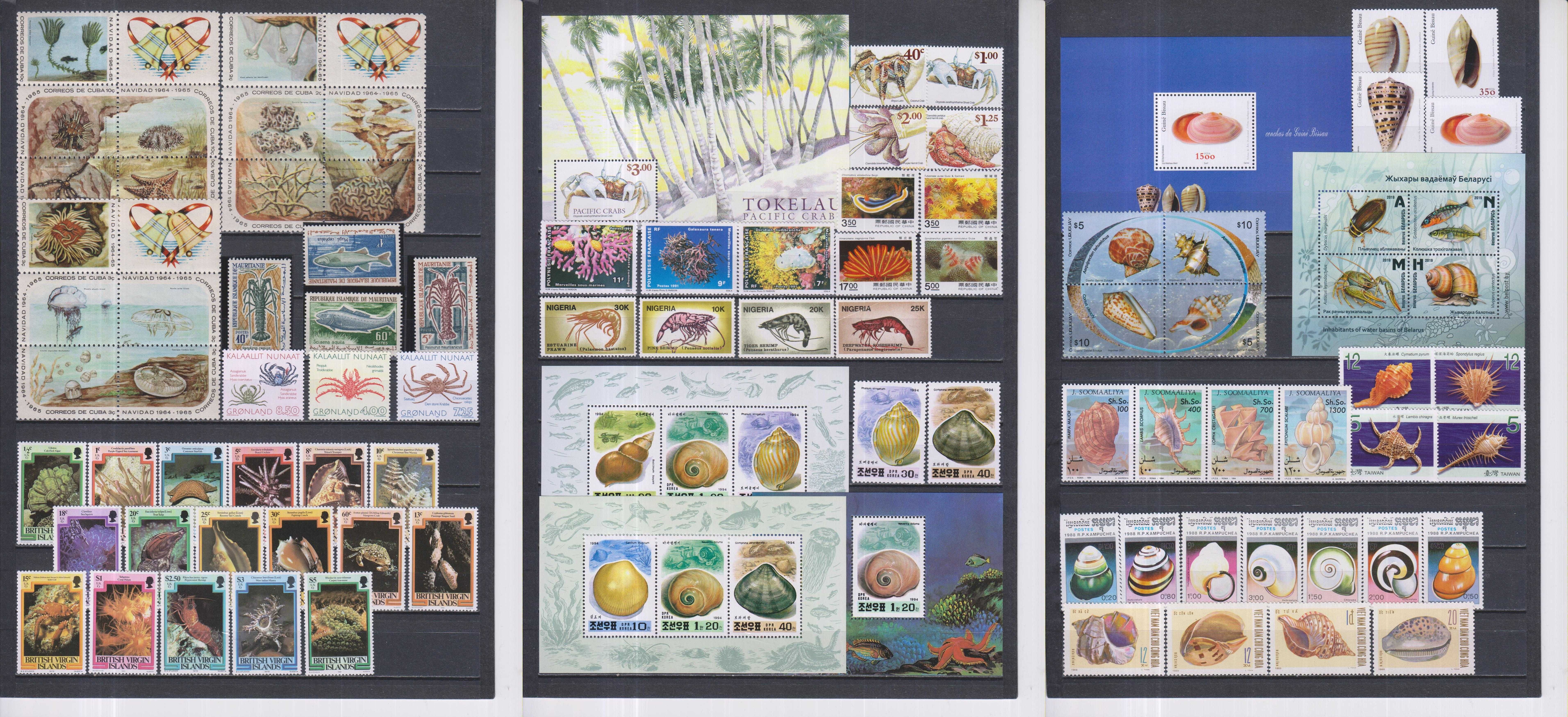 Lot de timbre cu faună marină