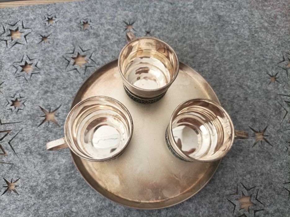 Антикварен посребрен сет за кафе