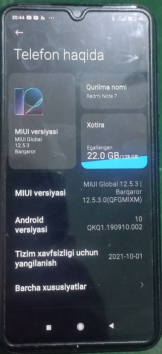 Redmi note 7 4/128 sotiladi
