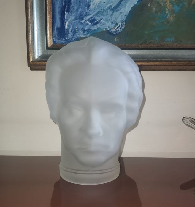 Фигура глава бюст стъклен декор поставка стойка за слушалки 50те год.