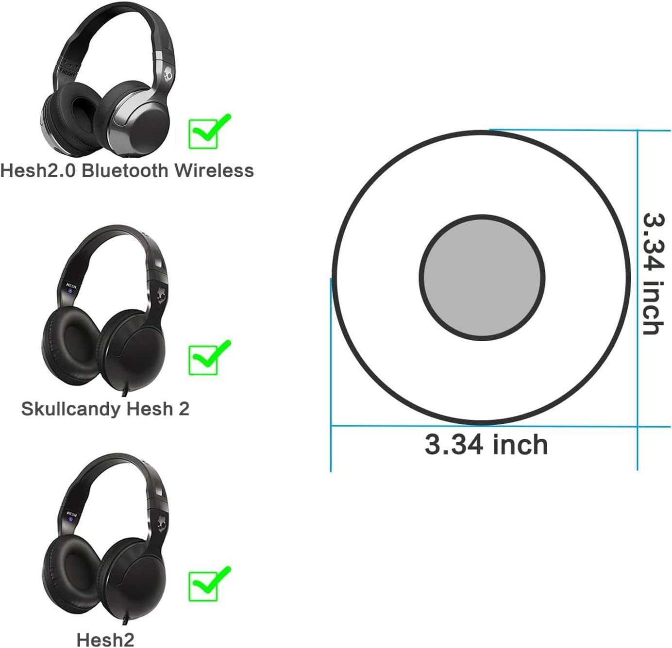 Set 2 bureti TXE pentru casti Skullcandy Hesh 2.0, Over-Ear, Negru
