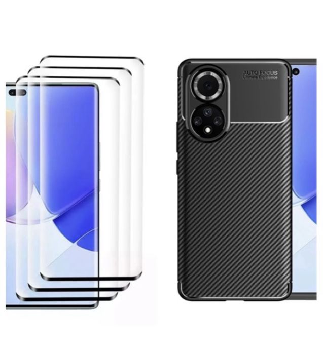Huawei Nova 9 9SE - Husa Carbon Case Black + Folie Sticla 6D