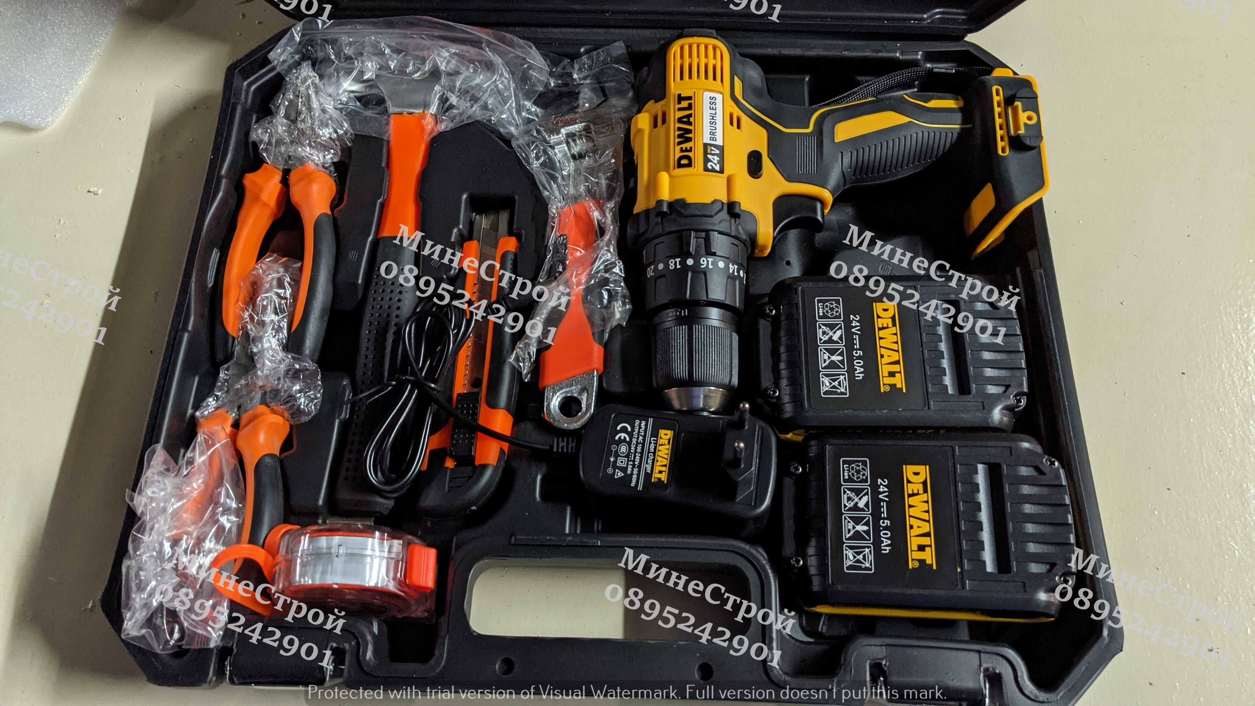 Акумулаторен ударен винтоверт DeWalt 24V 5Ah с 2 батерии Девалт 99част