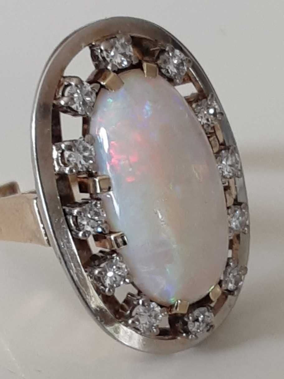 Inel Superb Aur 14k cu Opal si Diamante