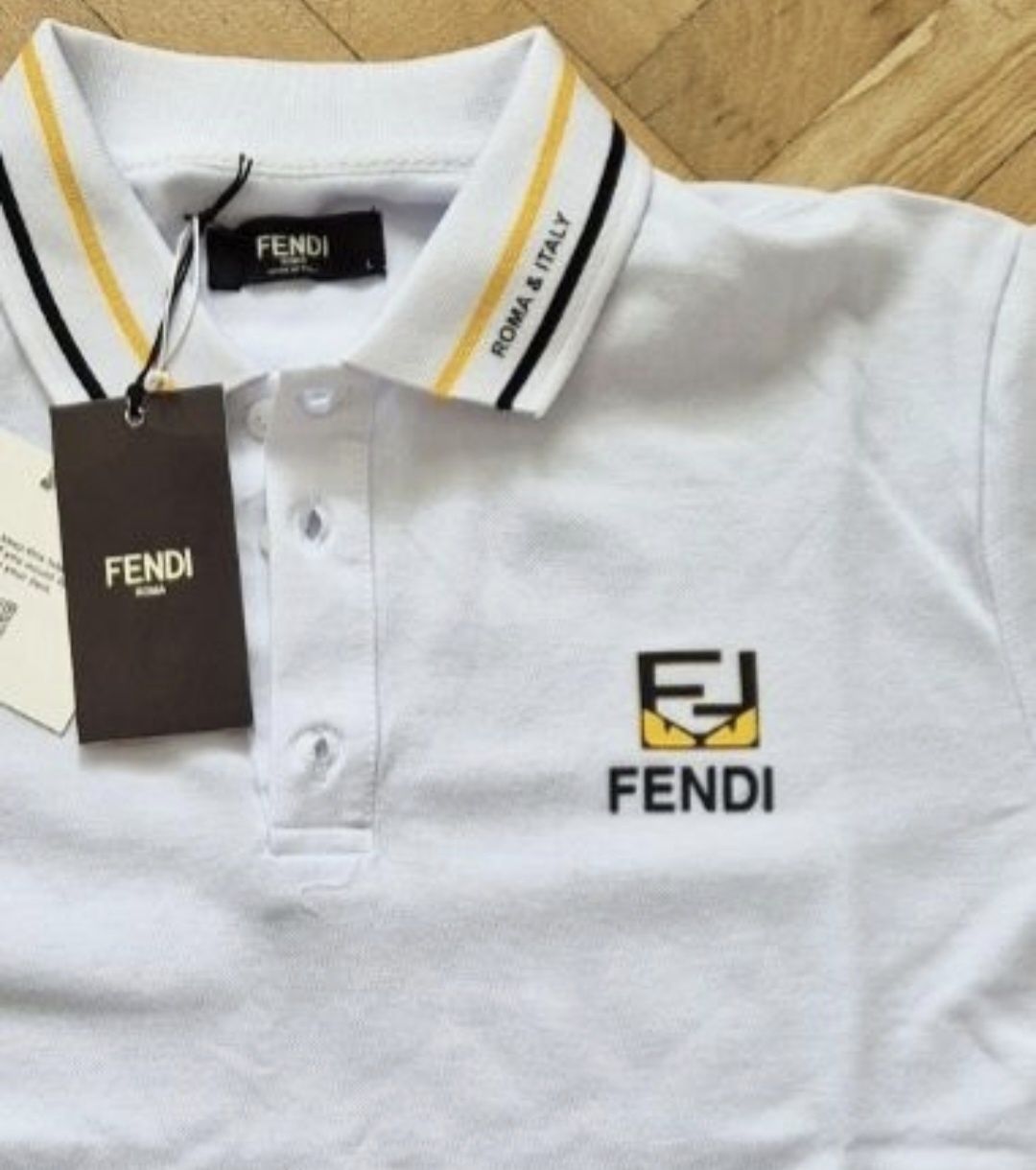 НАМАЛЕНИЕ! Оригинална мъжка поло тениска Fendi - Размер Л- 100 % памук