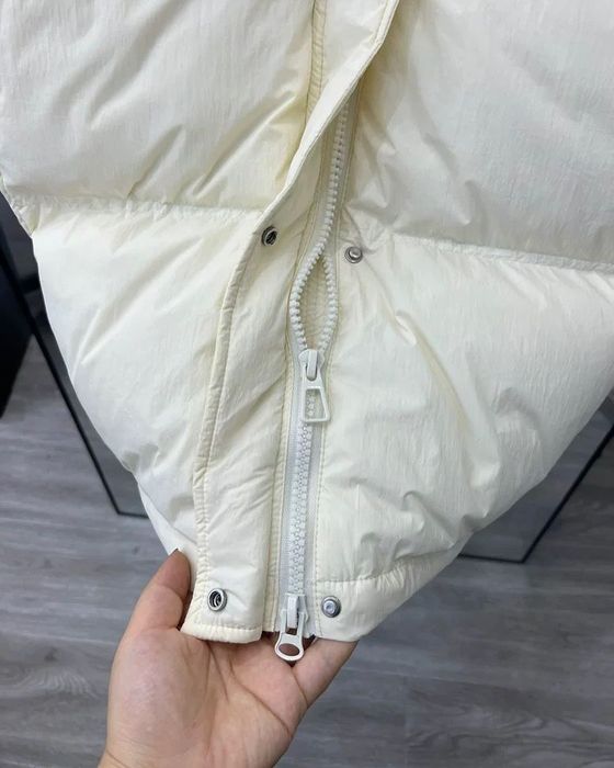 Тёплая женская зимняя пуховик-парка, цвет молочный