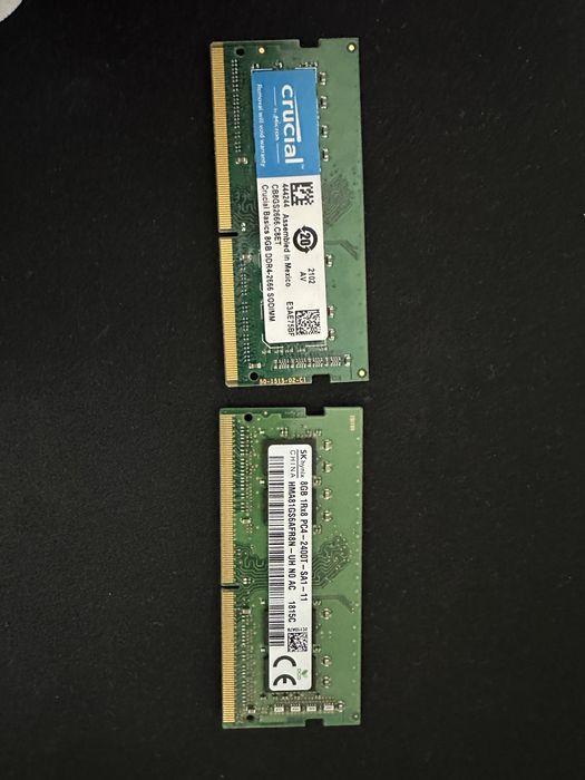 ОЗУ DDR4 SO-DIMM 8GB Crucial 2666 + SK Hynix 2400 — комплект 16GB