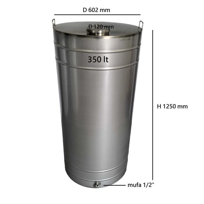 Butoi inox alimentar pentru palinca si vin 350 litri