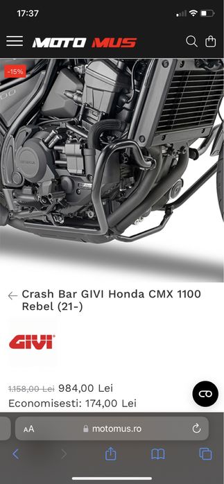 Crash bar rebel 1100 si risere ghidon