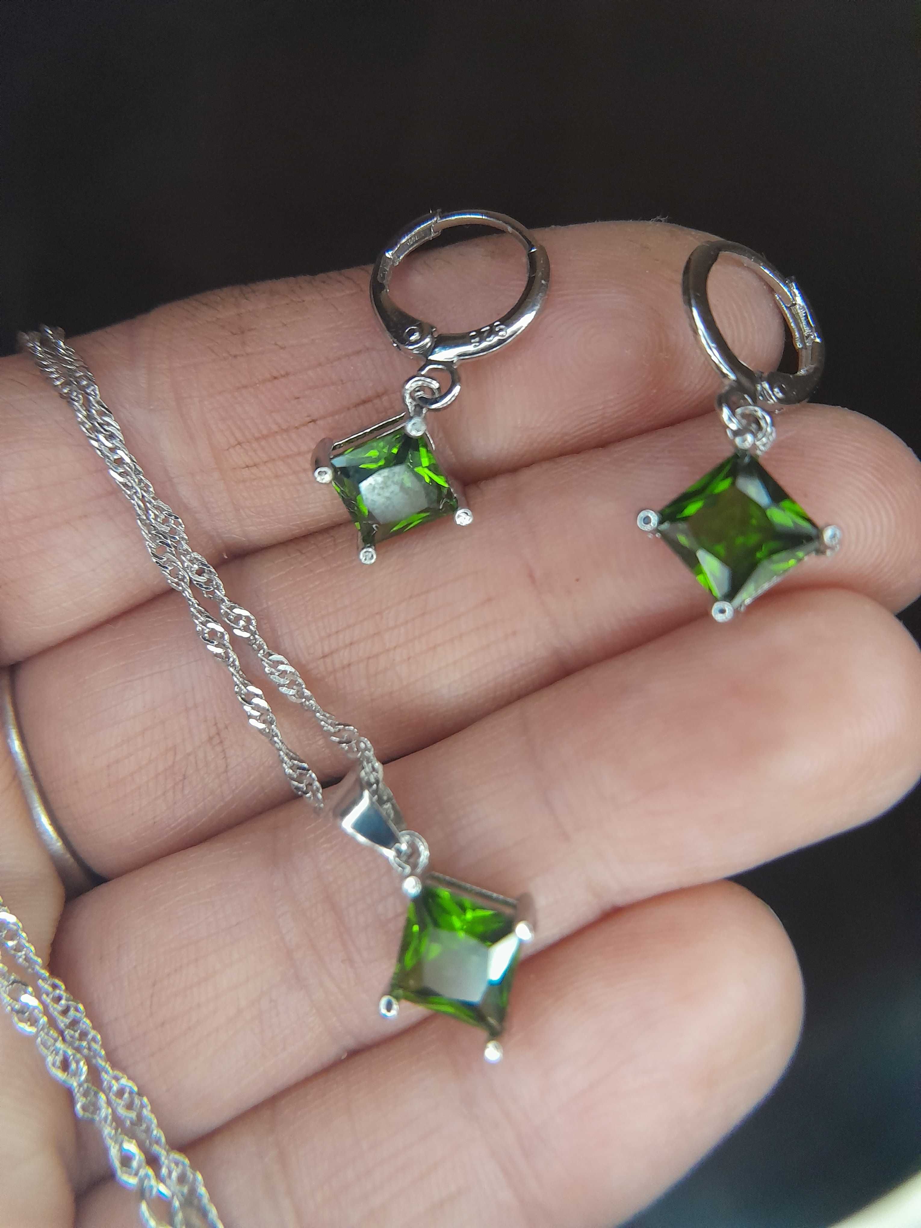 Set bijuterii argint cu zirconiu verde