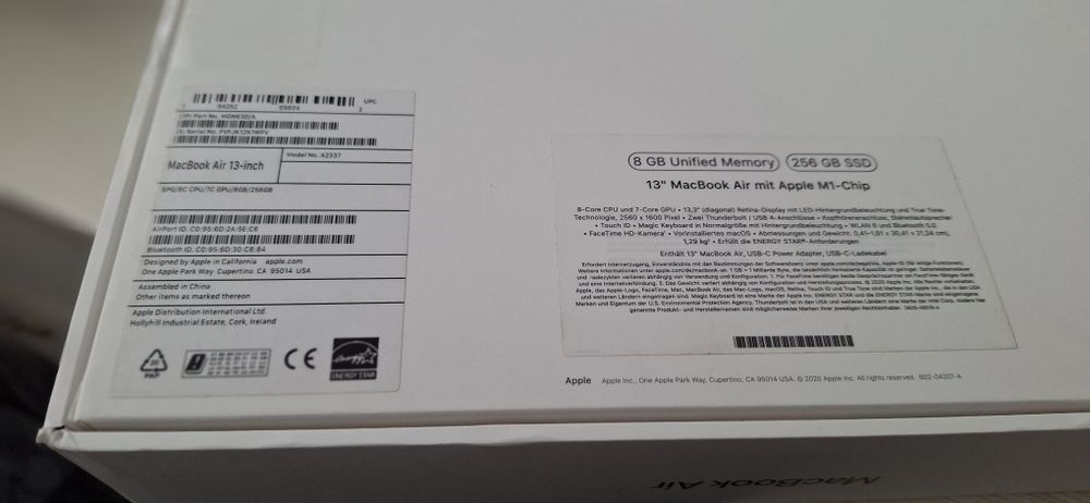 Laptop Apple MacBook Air Retina 13" - 2020 - A2337 - 8 GB RAM - 256 GB