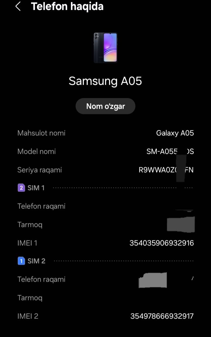 Samsung A05 sotiladi