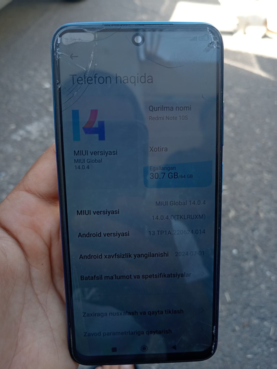 Redmi not10s 128/gb ishlashi alo karopka dakument yoq pasport kopiya