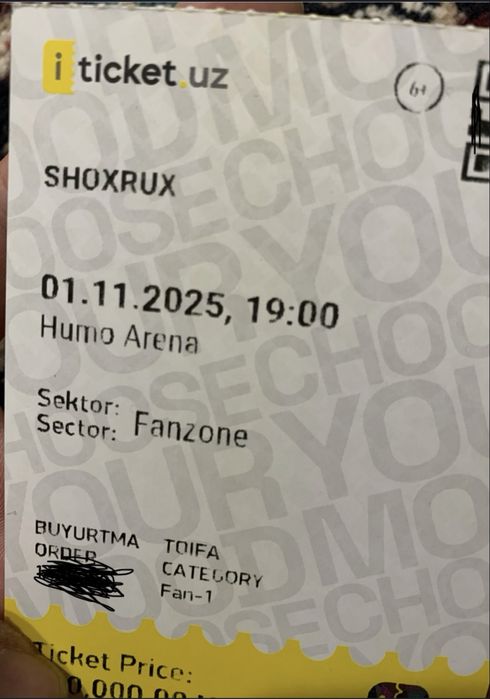 Shoxrux konsertiga 2 ta fanzone bor SROCHNO