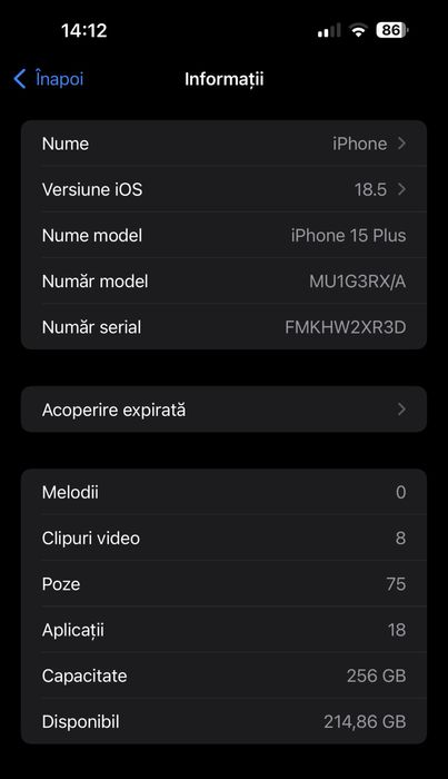 Iphone 15 plus de vânzare,256 gb
