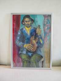 Акварелна картина "Мъж с цигулка"