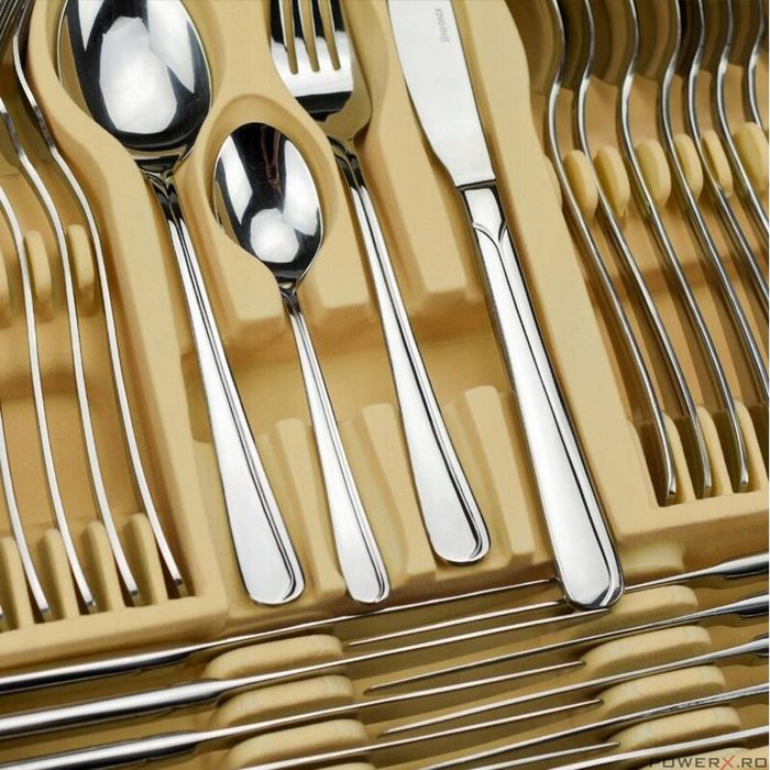 Set tacamuri din inox, 72 piese, geanta depozitare tip diplomat,