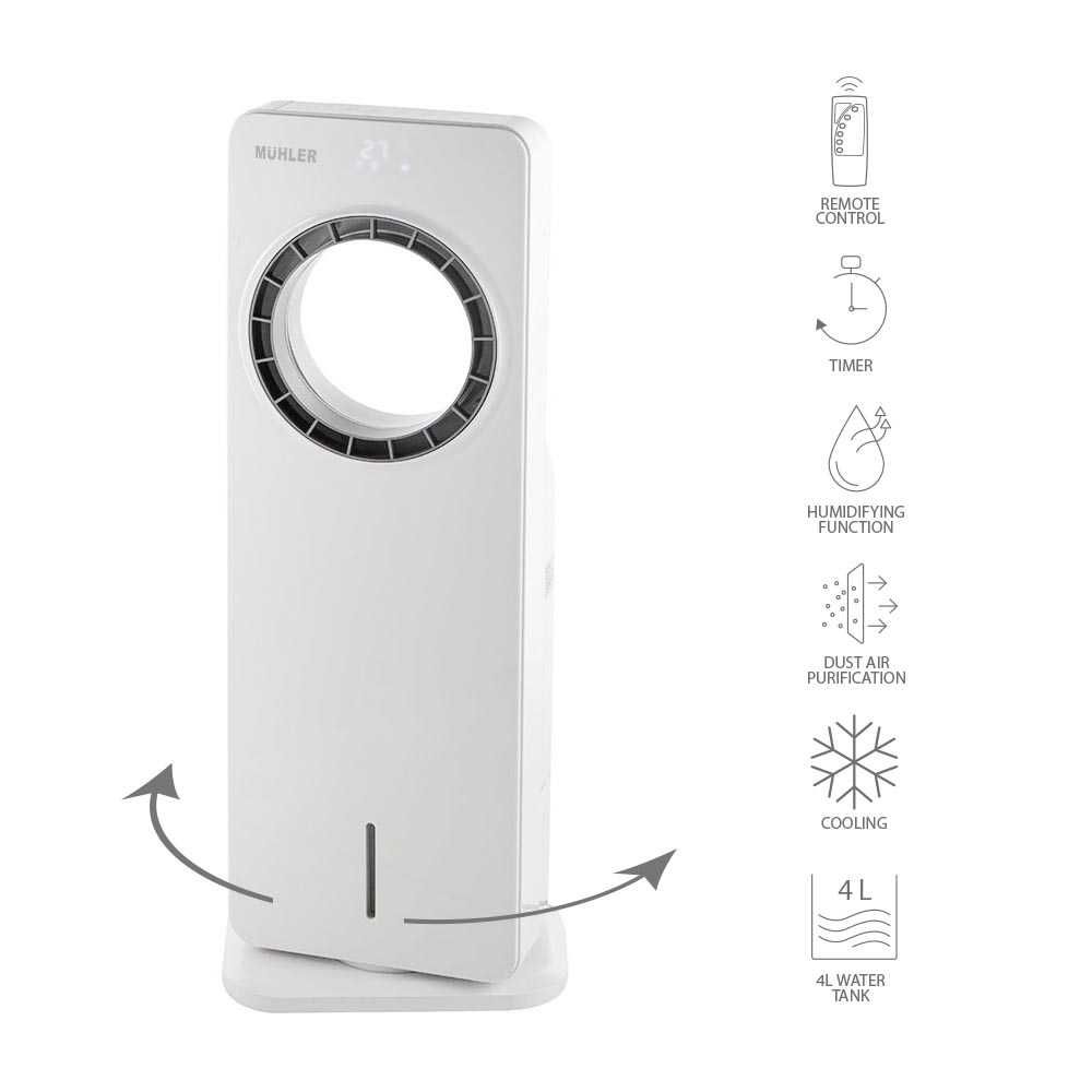 Мобилен охладител Muhler MC-4000, 65W, безвитлов, LED, 4 л, таймер