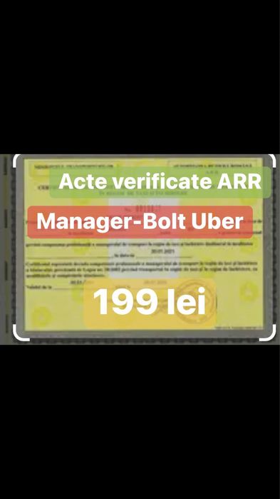 Cel mai ieftin! Manager taxi sau Bolt Uber 500 lei Toate actele la zi