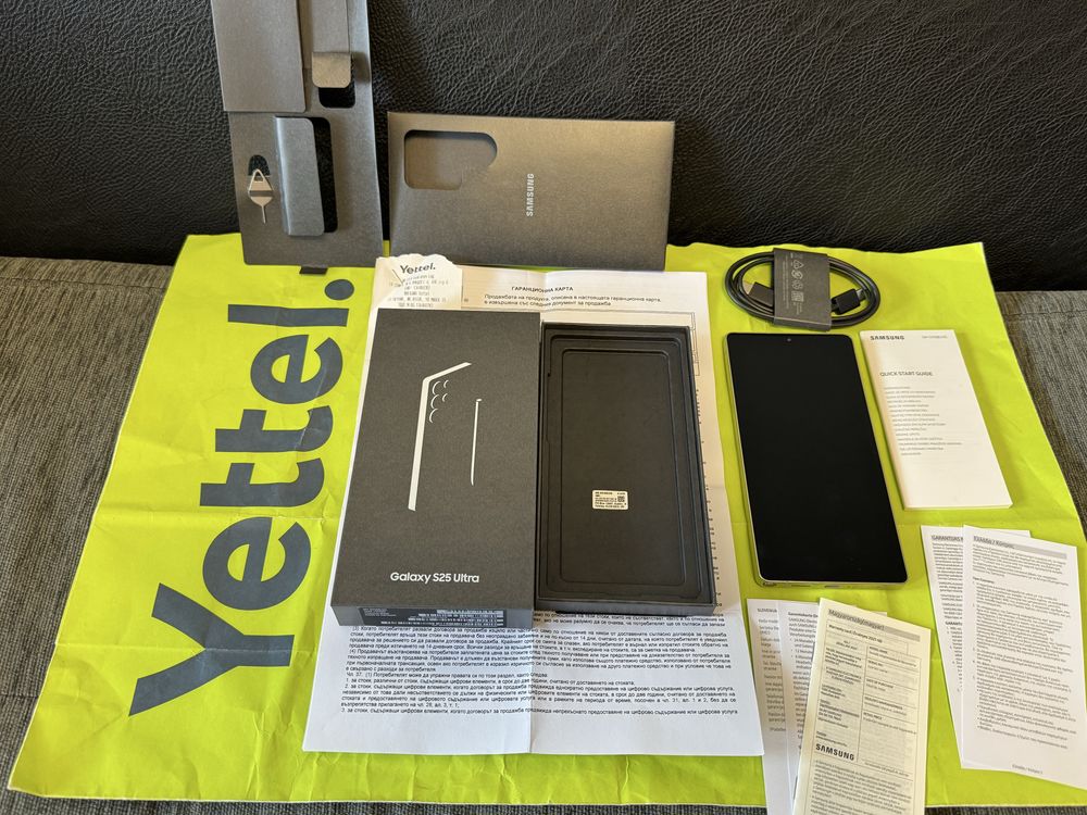 КАТО НОВ 512GB Samsung S25 Ultra Yettel Гаранция 2028г. Black