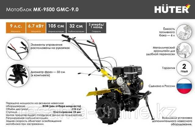 мотоблок культиватор Сельск. машина HUTER MK-9500P-10