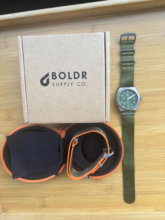Boldr Venture Wayfarer 38mm Field Olive/Green titanium