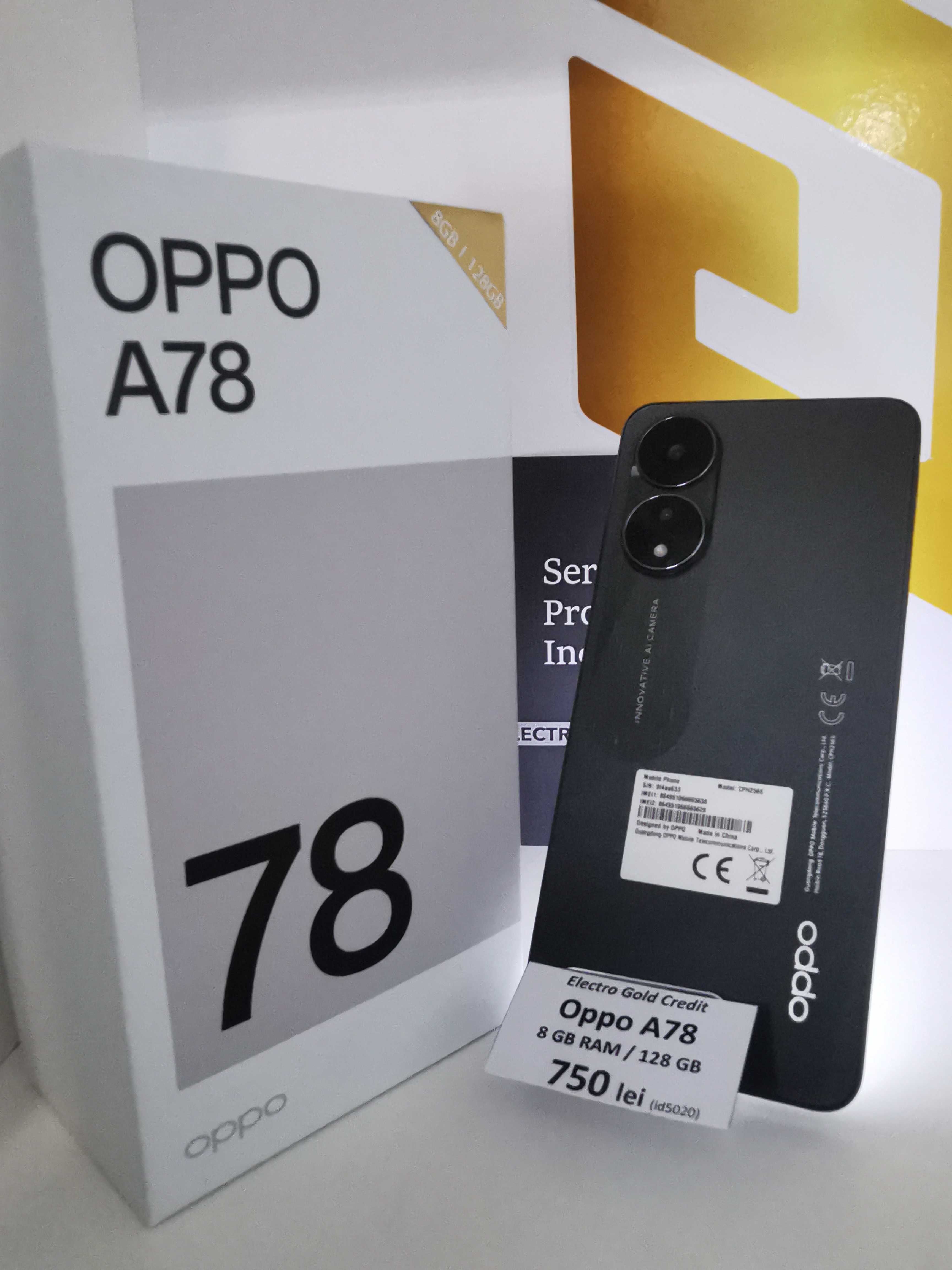 Oppo A78, Mist Black, 8GB RAM/128GB, ca NOU ID5020