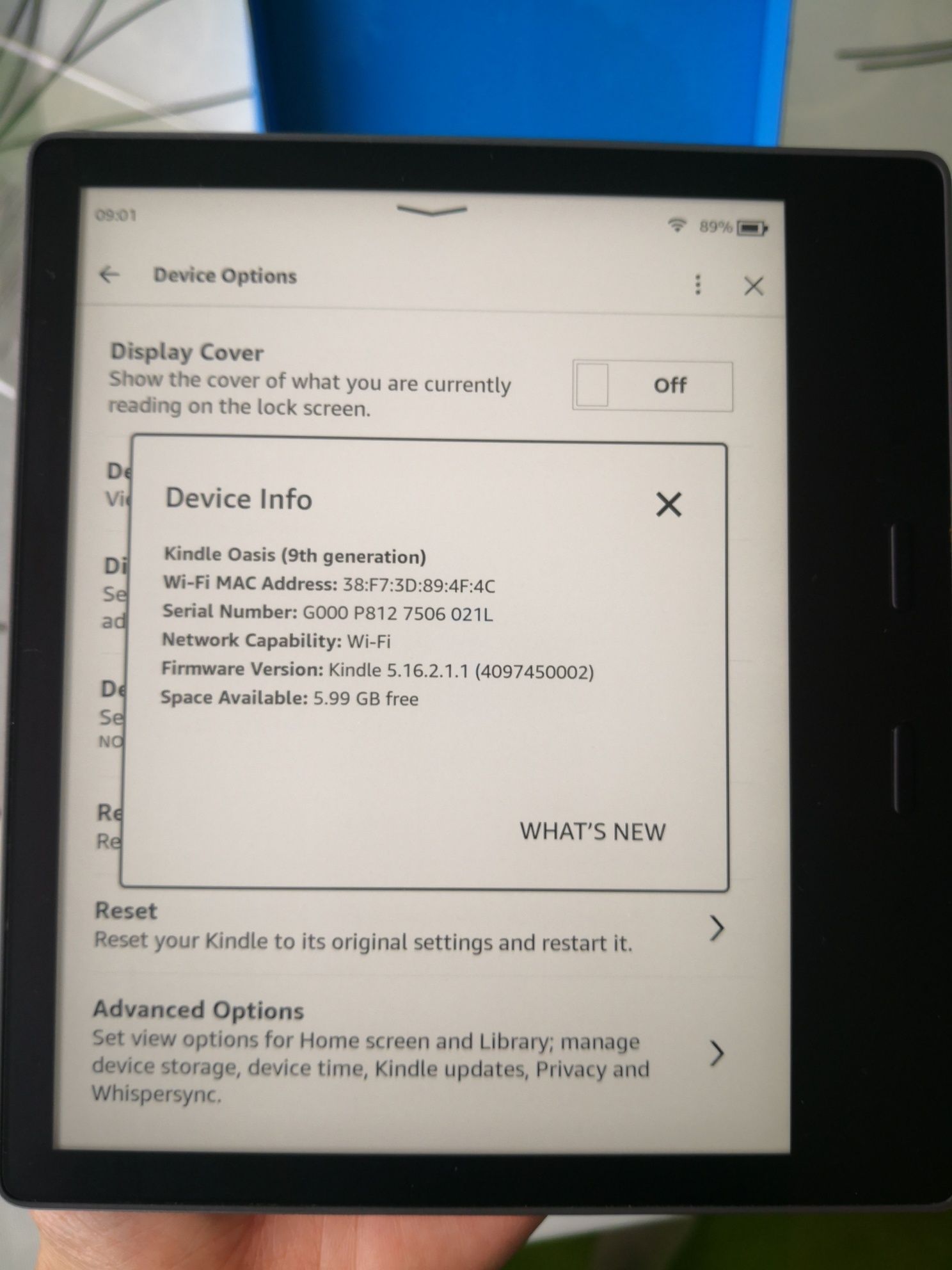 Kindle Oasis 9th generation, 7", 8GB