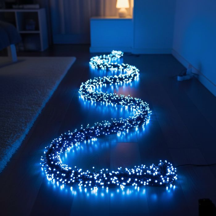 Instalatie Craciun Beculete 50M 500 LED Albastru Exterior\Interior