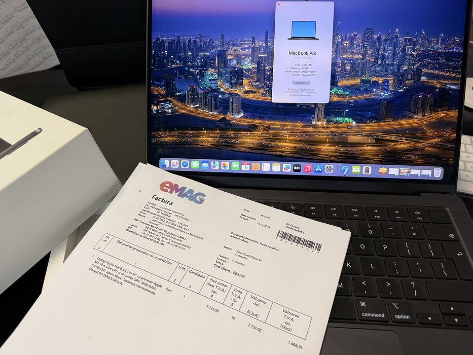 MacBook Pro 14” M4 16gb Ram 512gb SSD factura garantie impecabil Husa