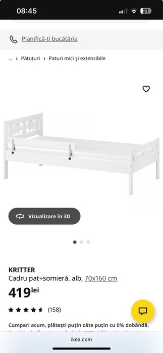 Pat Ikea copii 70*160 cm + saltea