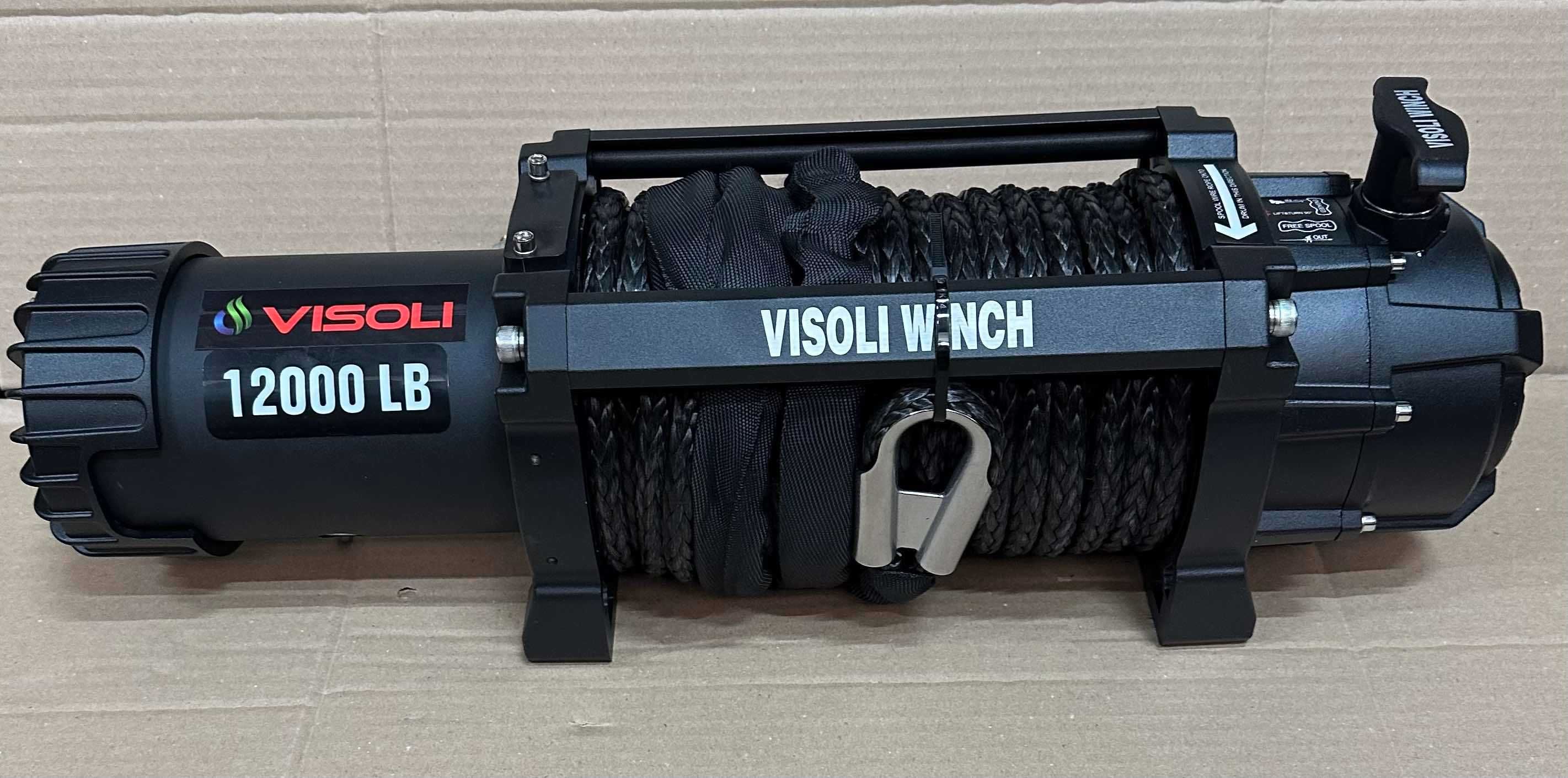 Troliu auto electric Visoli 7XD12.12000lbs sintetic si un raport 124:1
