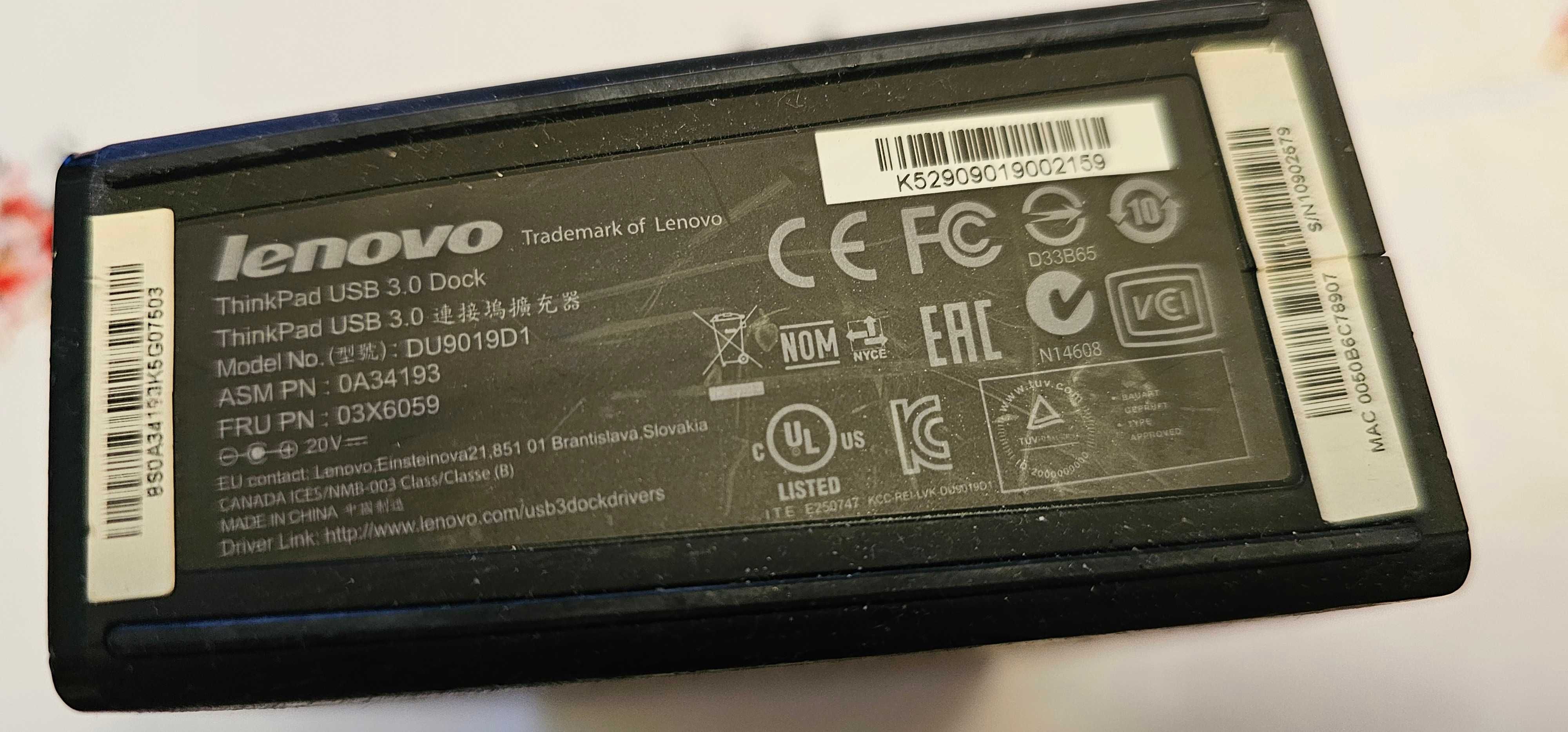 Docking Lenovo DU9019D1 ThinkPad USB 3.0 Docking
