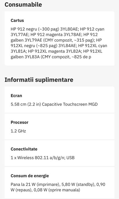 Imprimantă HP OfficeJet 8012e, ca nouă, in ambalaj original