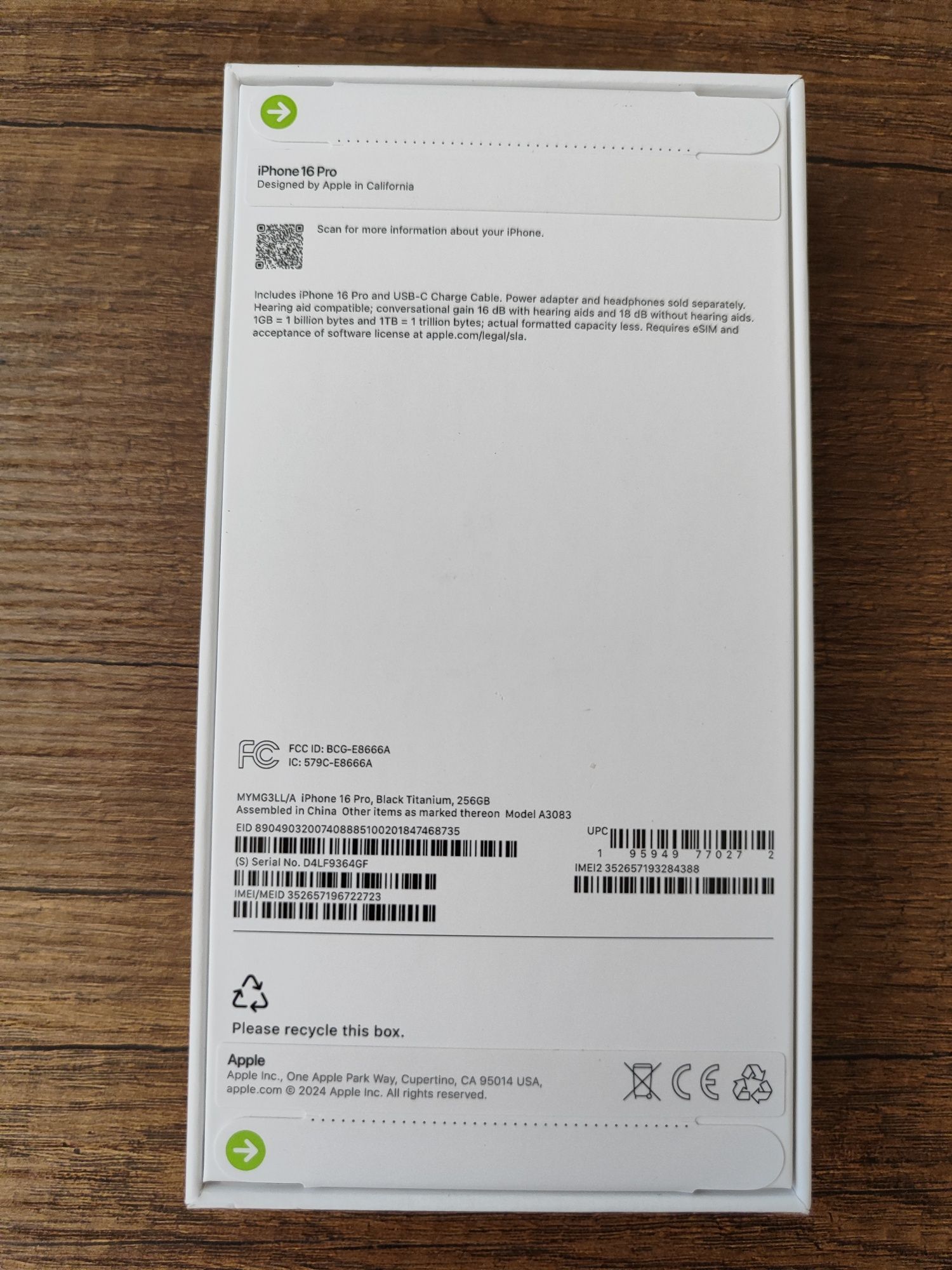 Неразопаковани iPhone 16 Pro, 256GB, Black Titanium, eSIM
