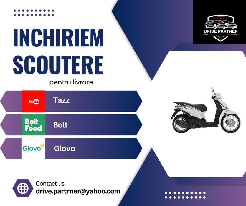 Inchiriez scutere si biciclete electrice livrari Tazz/Bolt/Glovo