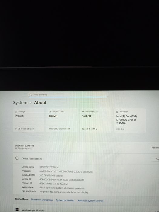 Vând laptop HP i7 , 16 Gb ddr4 , SSD-256 Gb