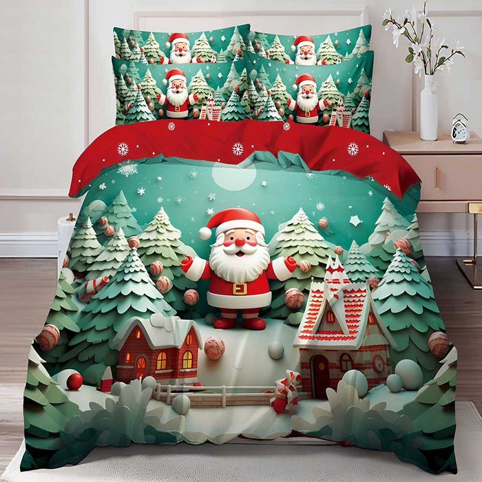 Двулицево коледно спално бельо (Реално изображение), 6 части