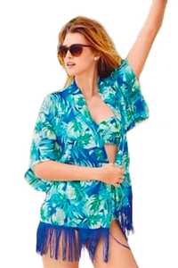 Cardigan de plaja model cu imprimeu tropical AVON marimea XL