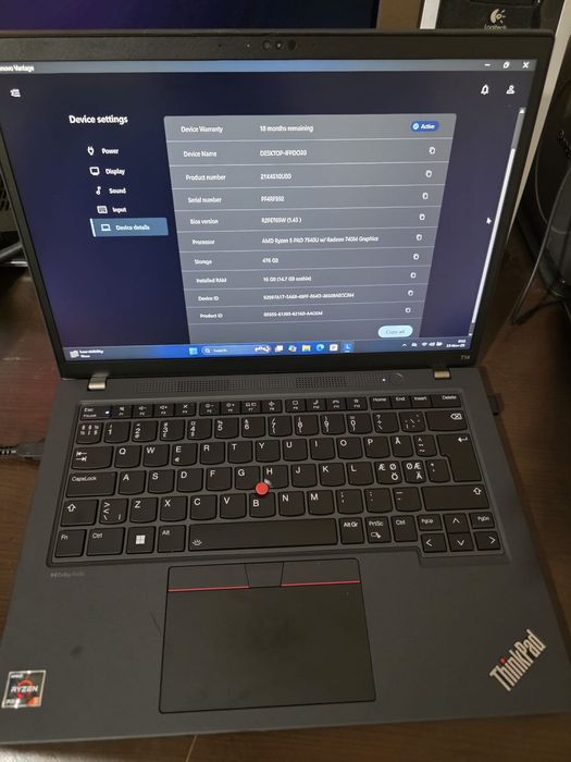 Laptop Lenovo T14 Gen 4 AMD Ryzen 5 PRO 7540U 16Gb DDR5 512Gb SSD NVMe