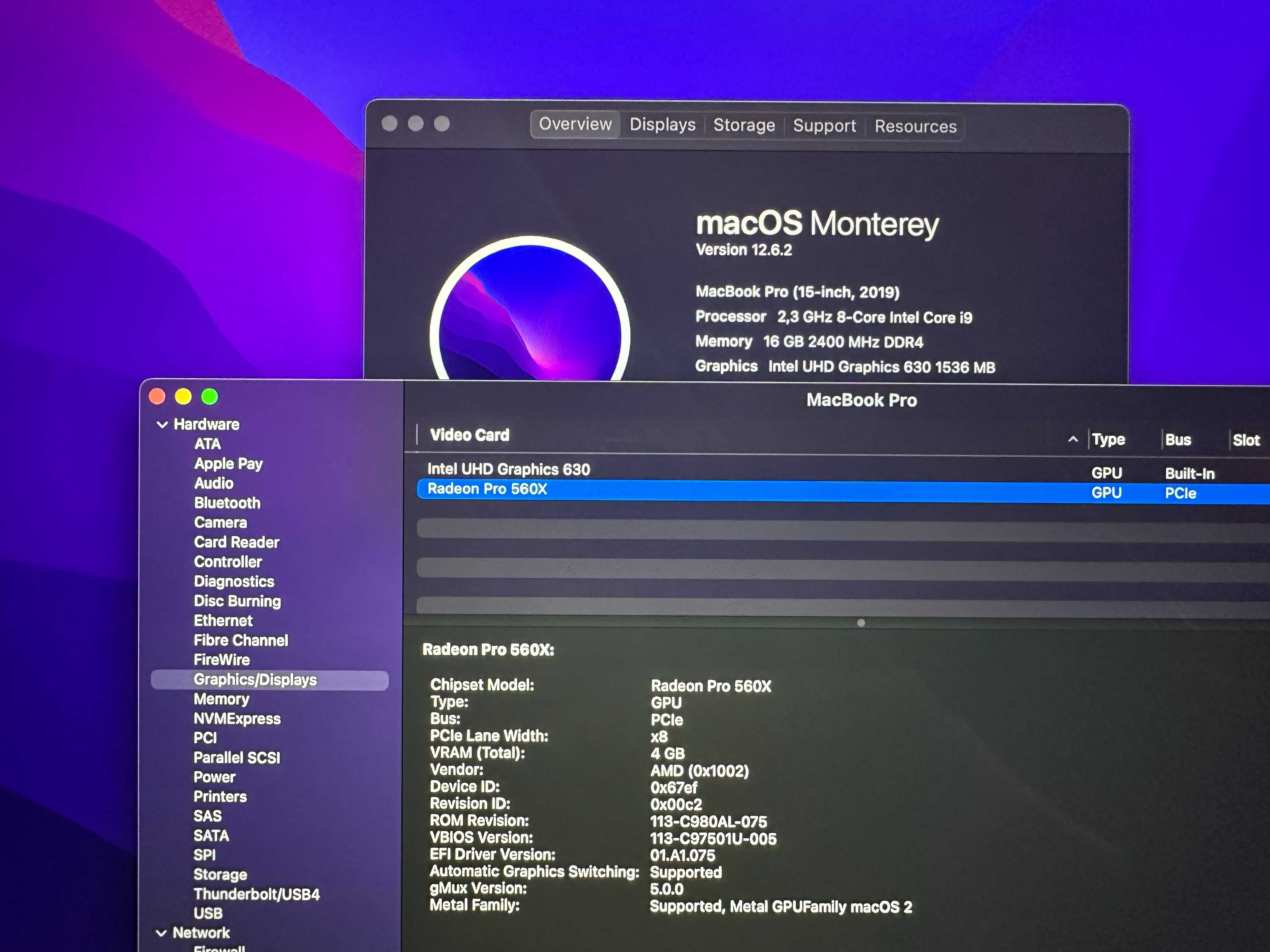 15' Core i9 Apple MacBook Pro 2019 16GB RAM/512GB SSD/Radeon 560X 4GB