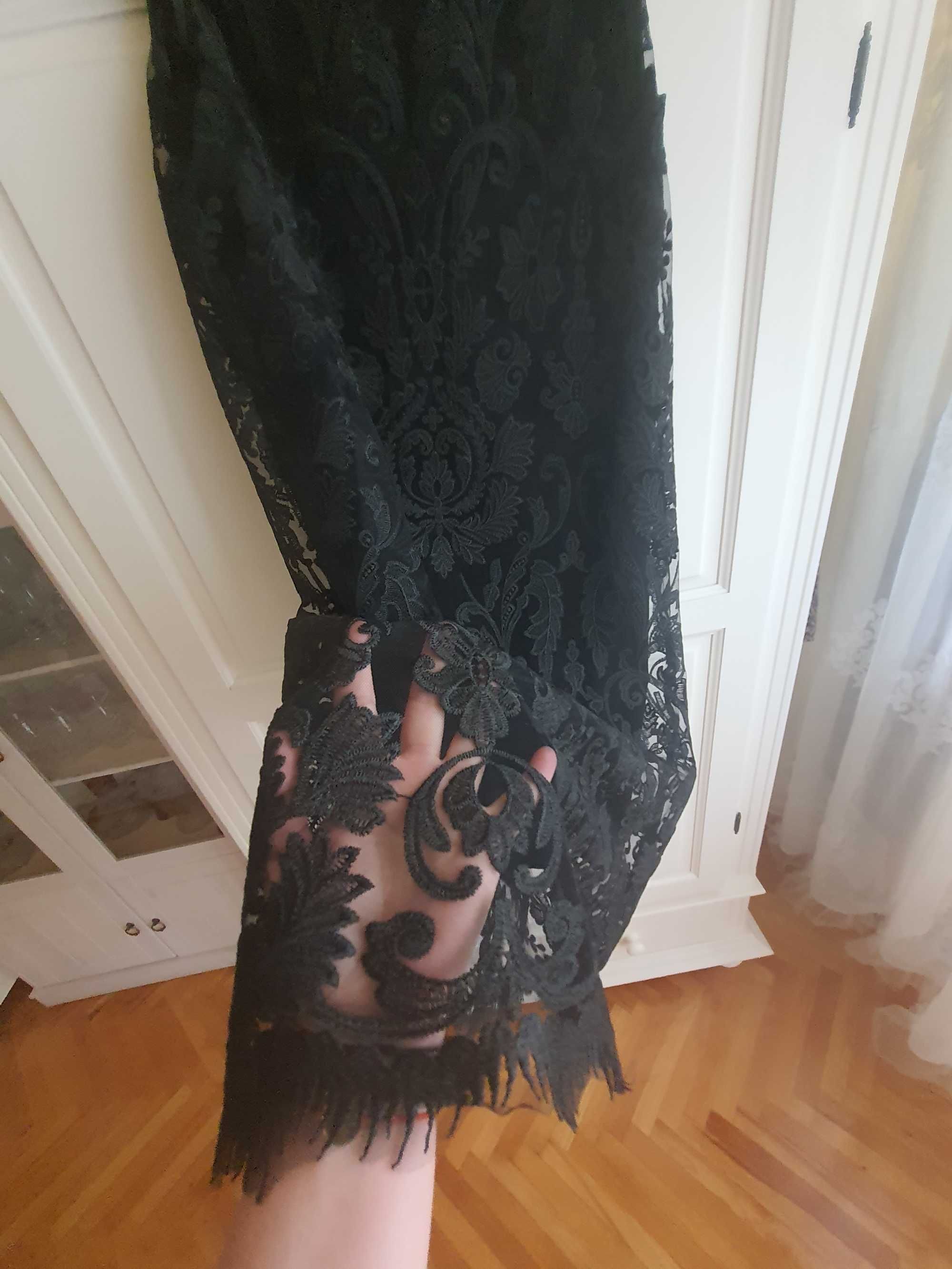Rochie pentru evenimente, eleganta, dantela pe tulle culoare negru
