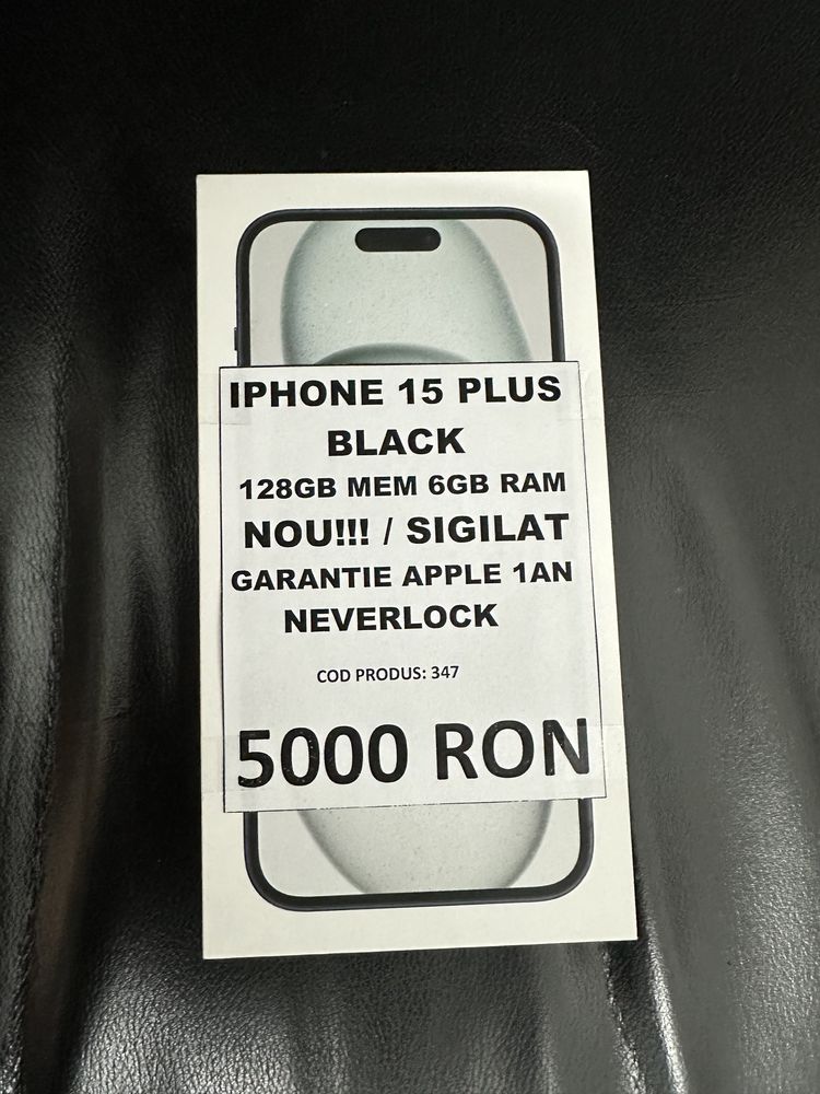 Amanet NO Limit: iPhone 15 Plus Black Sigilat Garantie Apple 1an.