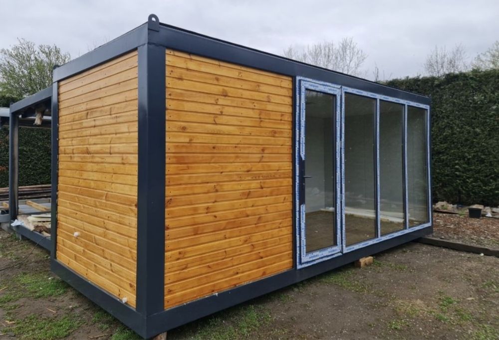 Producator containere de locuit gri antracit cu lemn birou vestiar
