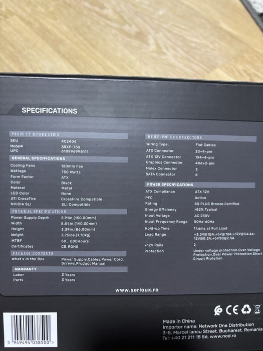 Sursa 750w All black Nouă